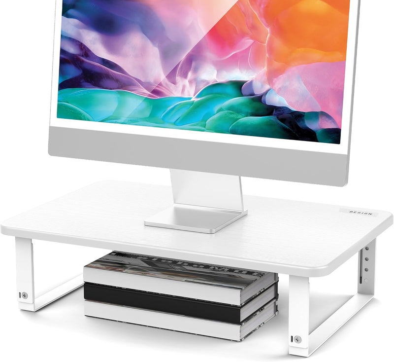 BESIGN MS01 Monitor Stand Riser, Height Adjustable Laptop Stand, Computer Monitor Stand for Monitor, Computer,Laptop,Printer (White) - Image 1